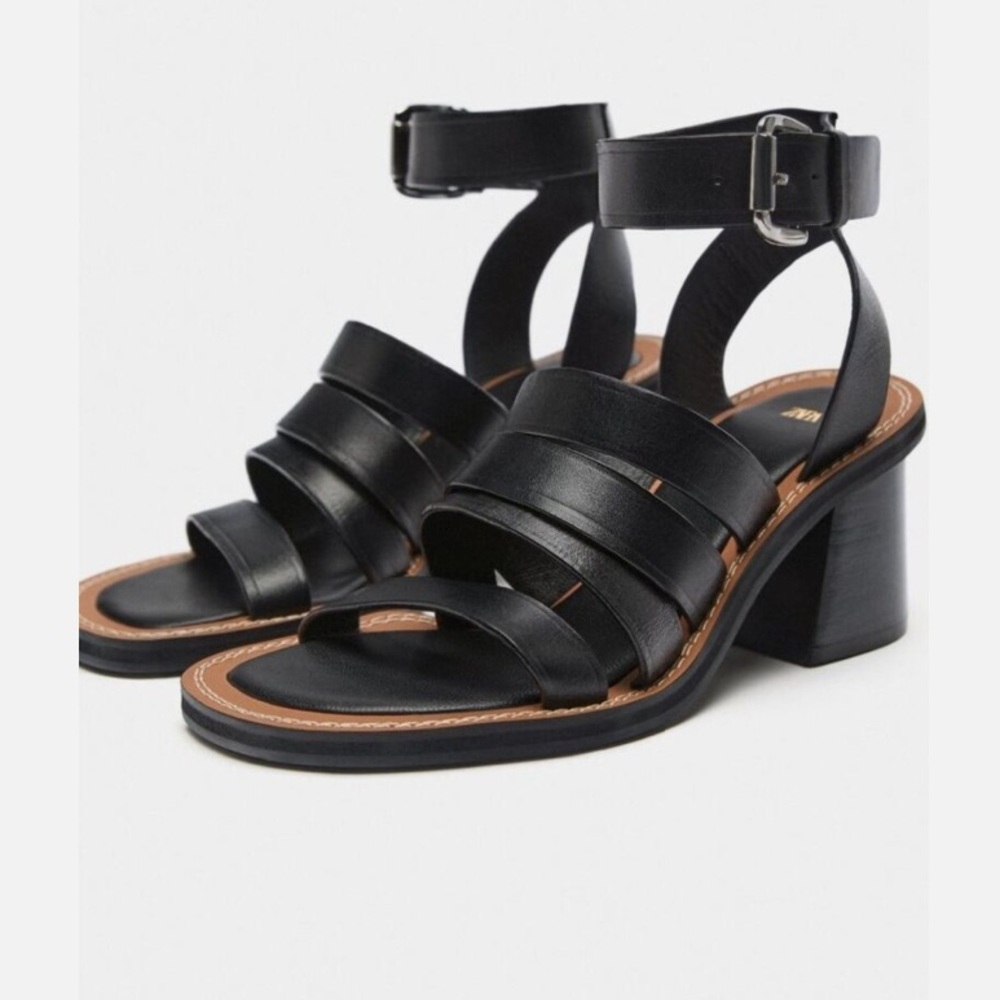 Zara limited edition pure leather strappy sandals - Picture 3 of 8